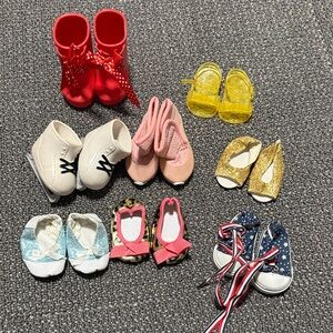Assorted Doll Shoes Set - Red, Yellow, Pink, Gold, Blue, White